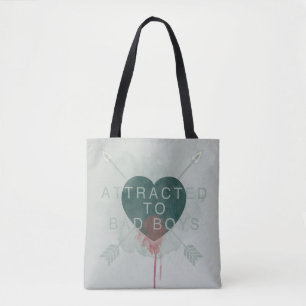 Tote Bag Flèche   "Attiré Aux Mauvais Garçons" Coeur Percé