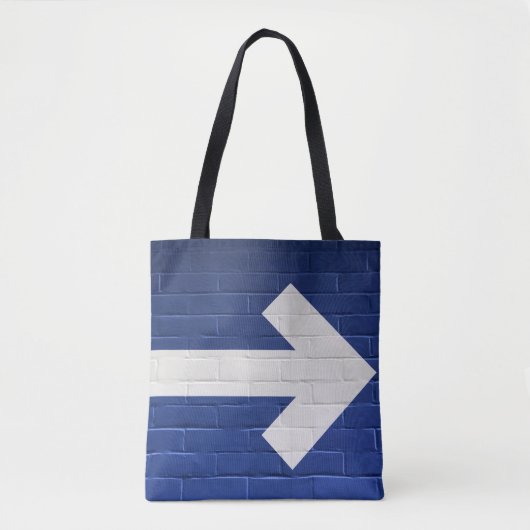 Tote Bag Flèche blanche peinte sur mur de briques (Devant)