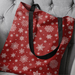 Tote Bag Flèche de neige blanche hiver Rouge brillant