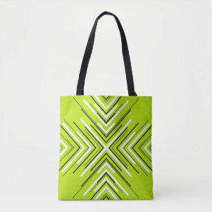 Tote Bag Flèches en vert citron, noir et blanc