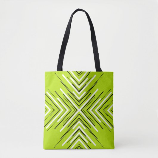 Tote Bag Flèches en vert citron, noir et blanc (Devant)