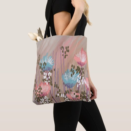 Tote Bag Fleur Abstrait Moderne Tendance (De près)