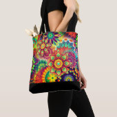 Tote Bag Fleur Abstraite Boho fourre-tout (De près)