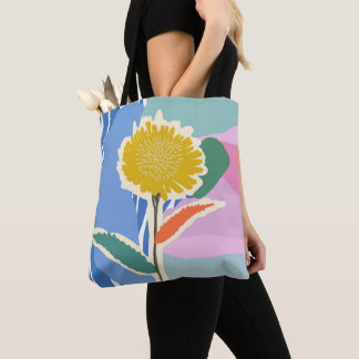 Tote Bag Fleur abstraite Dandelion Blocs de couleur Moderne