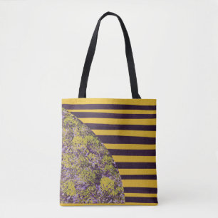 Tote Bag Fleur abstraite géométrique avec des bandes