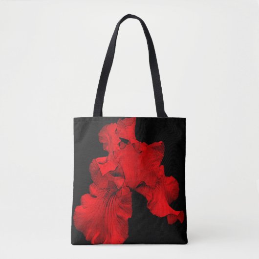 Tote Bag Fleur Abstraite Iris rouge à chaud (Devant)