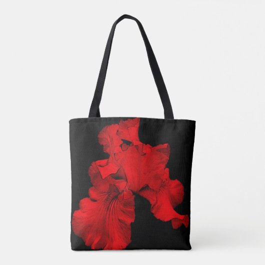Tote Bag Fleur Abstraite Iris rouge à chaud (Dos)