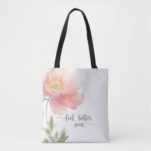 Tote Bag Fleur Aquarelle Assez Grande Pêche pour se Sentir 