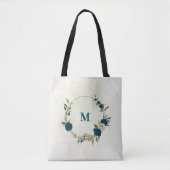 Tote Bag Fleur beige turquoise (Devant)