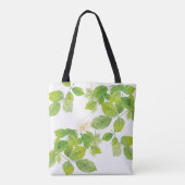 Tote Bag Fleur blanche et jardin Feuille vert (Dos)