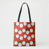 Tote Bag Fleur blanche Fleur rouge Joyeux Noël (Devant)