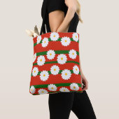 Tote Bag Fleur blanche Fleur rouge Joyeux Noël (De près)