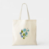 Tote Bag Fleur bleue à l'aquarelle avec votre initiale. (Dos)