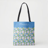 Tote Bag Fleur Bleue Blanche Rose Style Tendance (Devant)