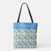 Tote Bag Fleur Bleue Blanche Rose Style Tendance (Dos)
