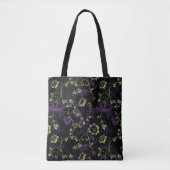 Tote Bag Fleur botanique gothique violet et vert (Devant)