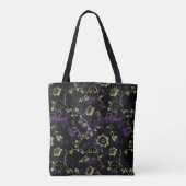 Tote Bag Fleur botanique gothique violet et vert (Dos)