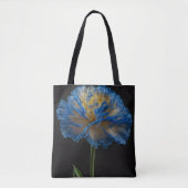 Tote Bag Fleur Carnation Bleue Et Jaune, (Devant)