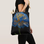 Tote Bag Fleur Carnation Bleue Et Jaune, (De près)