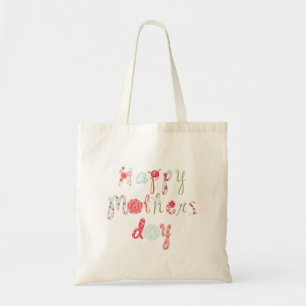 Tote Bag Fleur colorée mignonne Lettre-Bonne Fête des mères