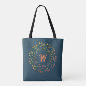 Tote Bag Fleur Courbe Cardiaque Avec Monogramme Initial Chi (Dos)