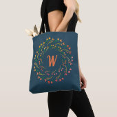 Tote Bag Fleur Courbe Cardiaque Avec Monogramme Initial Chi (De près)
