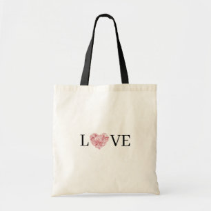 Tote Bag Fleur d'amour de cœur rose