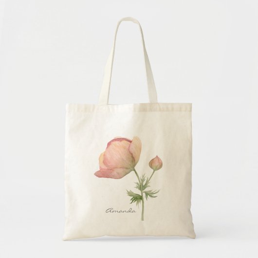 Tote Bag Fleur d'anémone simple aquarelle avec nom (Devant)