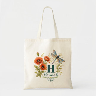 Tote Bag Fleur d'anniversaire d'août Poppy & Libellule