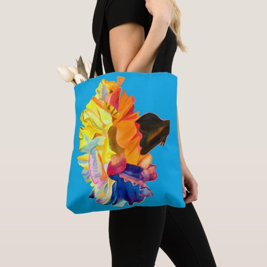 Tote Bag Fleur d'aquarelle couleur carnation (De près)