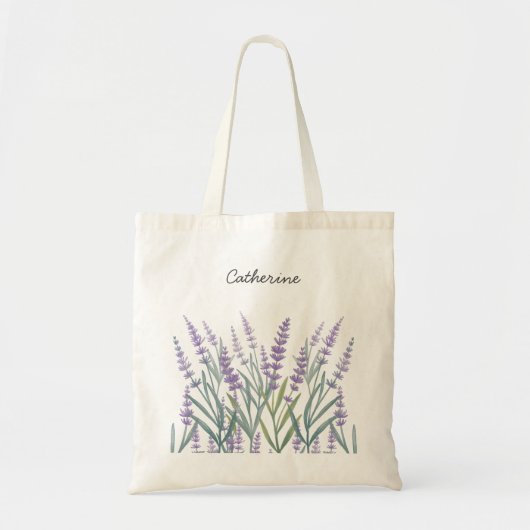 Tote Bag Fleur d'aquarelle lavande pourpre (Devant)