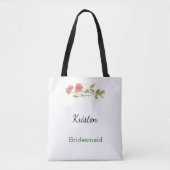 Tote Bag Fleur d'aquarelle rose et vert (Devant)