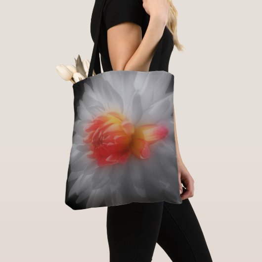 Tote Bag Fleur d'art de dahlia rouge (De près)