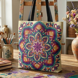 Tote Bag Fleur d'art populaire Boho