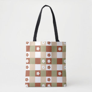 Tote Bag Fleur d'automne En vichy vérifier Motif