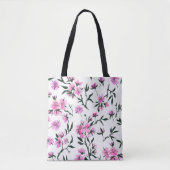 Tote Bag Fleur de cerisier blanc sur blanc (Devant)