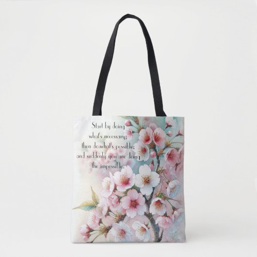 Tote Bag Fleur de cerisier & citation (Devant)