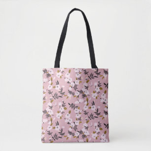 Tote Bag Fleur de cerisier de printemps tendre sur rose 