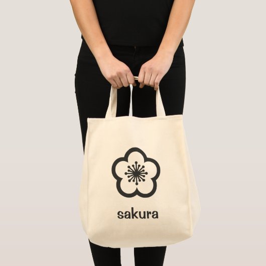 Tote Bag Fleur de cerisier Sakura noire douce (Devant (produit))