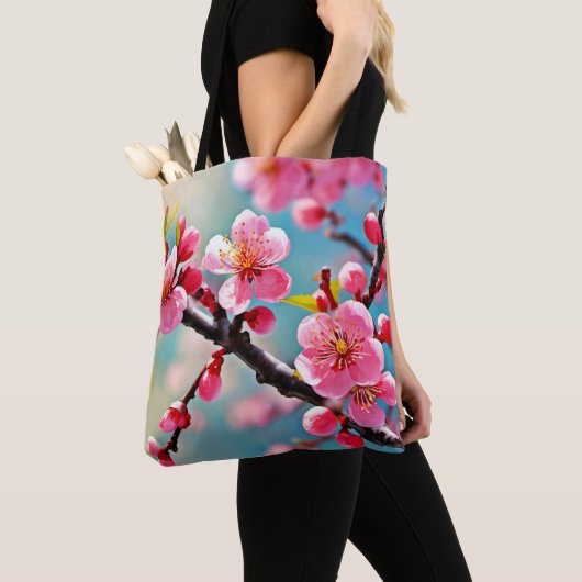 Tote Bag Fleur de cerisiers en fleurs au printemps (De près)