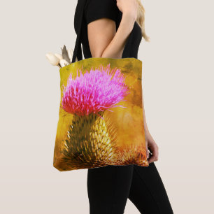 Tote Bag Fleur de chardon violet gros plan