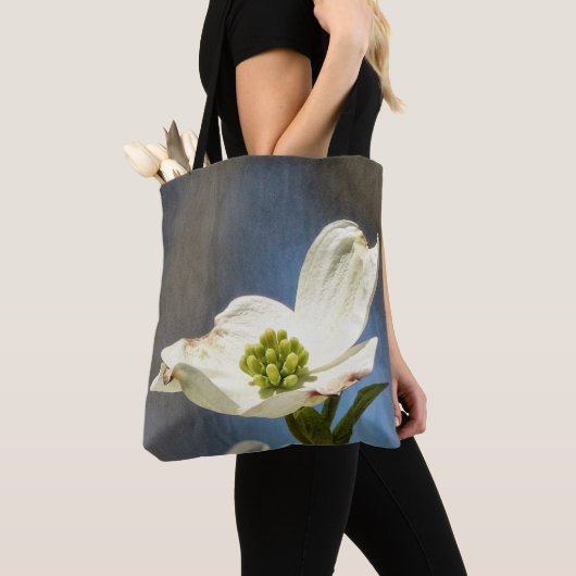 Tote Bag Fleur de cornouiller blanc (De près)