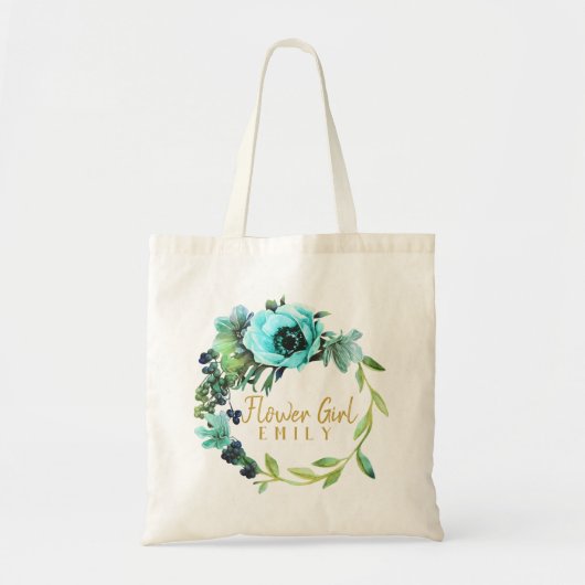Tote Bag Fleur de couronne de pivoine turquoise ID456 (Devant)
