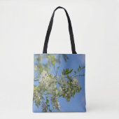 Tote Bag Fleur de Criquet blanc délicat Fleurs Ciel bleu (Devant)