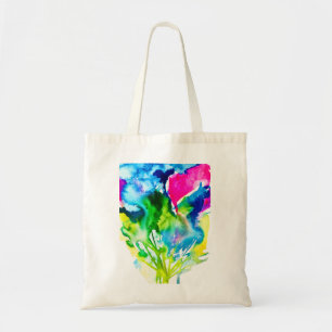 Tote Bag Fleur de cyclamen rose abstrait aquarelle