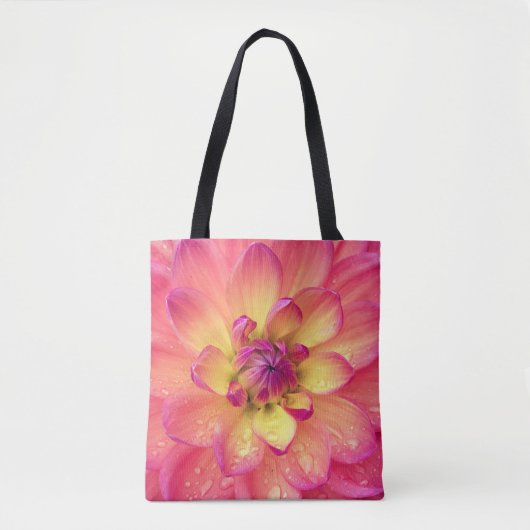 Tote Bag Fleur de dahlia rose corail (Devant)