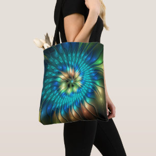 Tote Bag Fleur de fantaisie lumineuse, fractale abstraite c