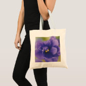 Tote Bag Fleur de fleurs bleues de Violet Saintpaulia Zoomé (Devant (produit))
