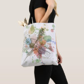Tote Bag Fleur de ketmie et arrière - plan d'aquarelle (De près)