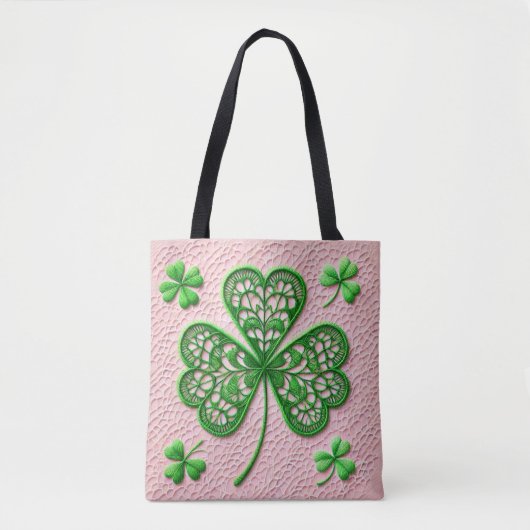 Tote Bag Fleur de lacets coquette trèfle Saint-Patrick  (Devant)